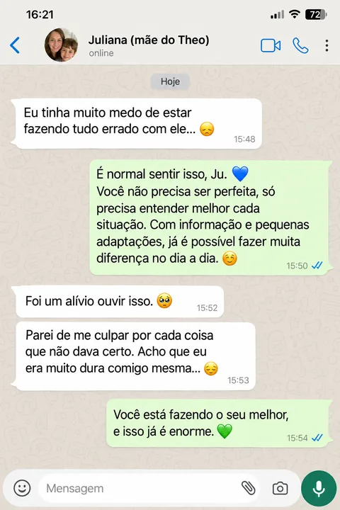Depoimento de uma família no WhatsApp
