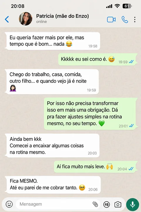 Depoimento de uma família no WhatsApp