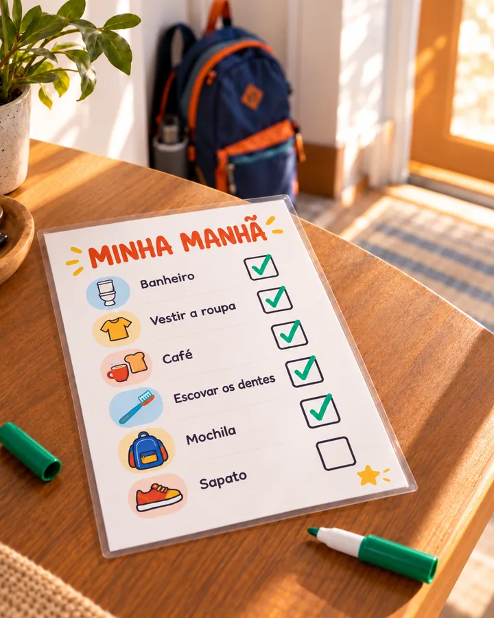 Página da atividade Checklist da Manhã, do módulo de TDAH