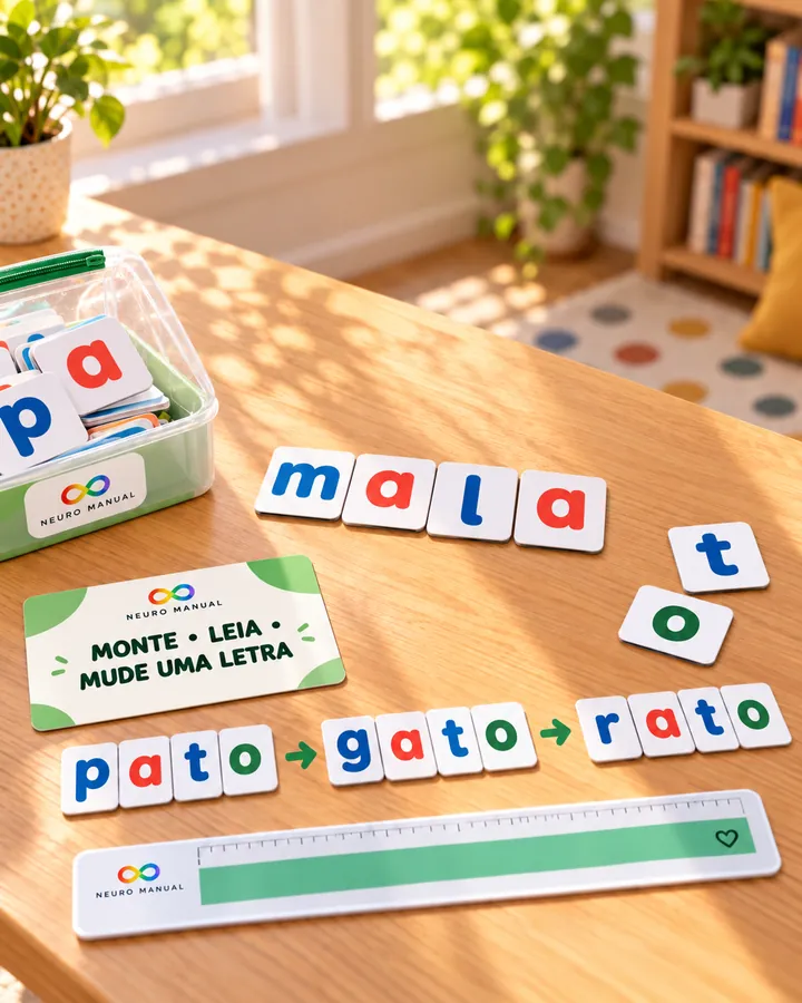 Material destacável de letras móveis, do módulo de Dislexia